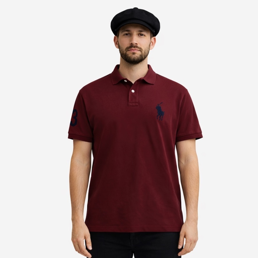 Polo by Ralph Lauren Men's Dark Red Polo Shirt Size Medium